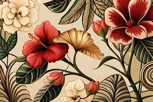 hibiscus seamless floral pattern photo