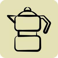 Icon Moka Pot. suitable for education symbol. hand drawn style. simple design editable. design template vector. simple illustration vector