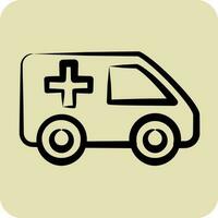 Icon Ambulance. suitable for Automotive symbol. hand drawn style. simple design editable vector