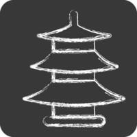 Icon Pagoda. suitable for education symbol. chalk Style. simple design editable. design template vector