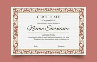 Classic Certificate Template With Floral Frame vector