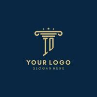 IO monogram initial logo with pillar and stars, best design for legal firm vector