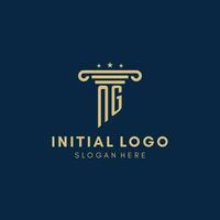 NG monogram initial logo with pillar and stars, best design for legal firm vector