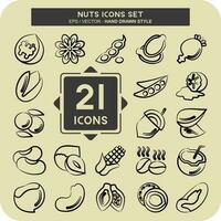 Icon Set Nuts. suitable for Nuts symbol. hand drawn style. simple design editable vector