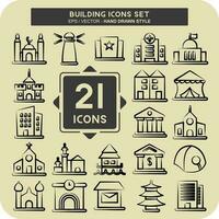Icon Set Building. suitable for education symbol. hand drawn style. simple design editable vector