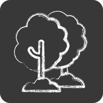 Icon Tree. suitable for Garden symbol. chalk Style. simple design editable. design template vector. simple illustration vector