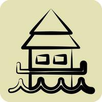 Icon Bungalow. suitable for education symbol. hand drawn style. simple design editable. design template vector