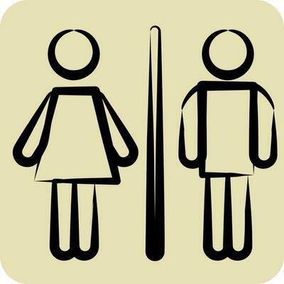 Icon WC. suitable for City Park symbol. hand drawn style. simple design editable. design template
