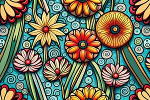 Beautiful flowers repeating pattern photo