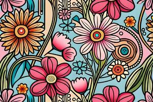 Beautiful flowers repeating pattern photo