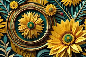 beautiful sunflowers repeating pattern photo