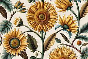 beautiful sunflowers repeating pattern photo