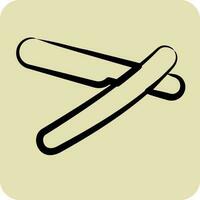 Icon Straight Razor. suitable for Barbershop symbol. hand drawn style. simple design editable. design template vector. simple illustration vector