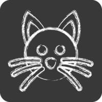 Icon Cat. related to Animal Head symbol. chalk Style. simple design editable vector