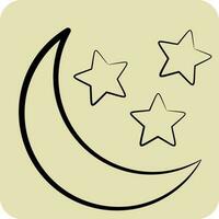 Icon Moon and Stars. related to Stars symbol. hand drawn style. simple design editable. simple vector icons