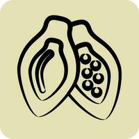 Icon Cacao Pod. suitable for Nuts symbol. hand drawn style. simple design editable vector