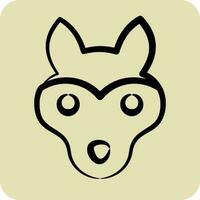 Icon Wolf. related to Animal Head symbol. hand drawn style. simple design editable vector