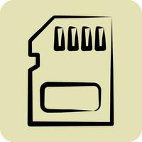 Icon Memory Card. suitable for Computer Components symbol. hand drawn style. simple design editable. design template vector