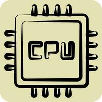 Icon CPU. suitable for Computer Components symbol. hand drawn style. simple design editable. design template vector