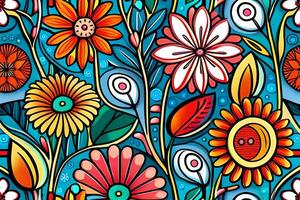 Beautiful flowers repeating pattern photo