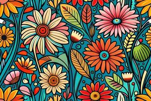 Beautiful flowers repeating pattern photo