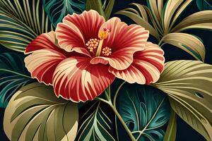 Beautiful hibiscus flowers pattern photo