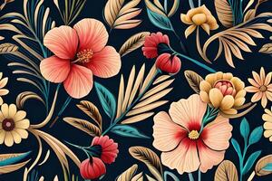 hibiscus seamless floral pattern photo