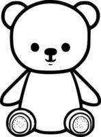 Teddy Bear, Black and White Vector illustration