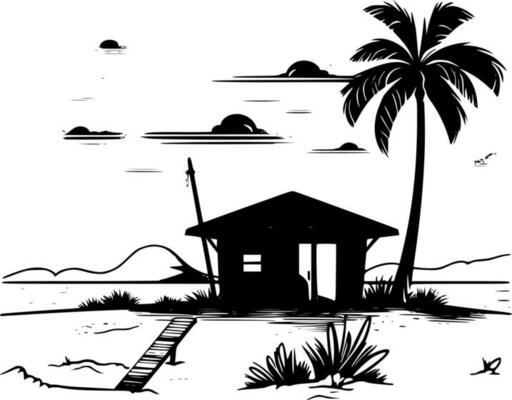 Beach Scene Black And White Vector Art, Icons, and Graphics for Free