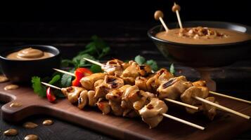 delicioso pollo satay, ai generativo foto