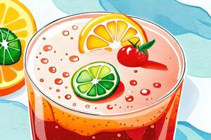 Watercolor summer drinks, summer clipart, photo