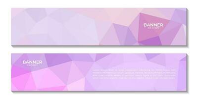 set of banners with pink purple abstract background with triangle shape vector