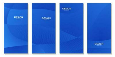 set of brochures abstract blue wave colorful gradient background vector