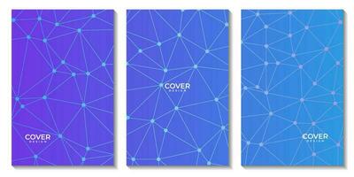 set of covers abstract colorful geometric background with triangle shape pattern and molecular vector