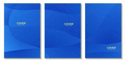 set of covers abstract blue wave colorful gradient background vector