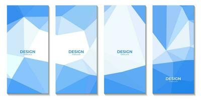 brochures set abstract blue and white geometric background with triangles vector