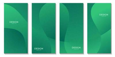 set of brochures with modern abstract green wave colorful background vector