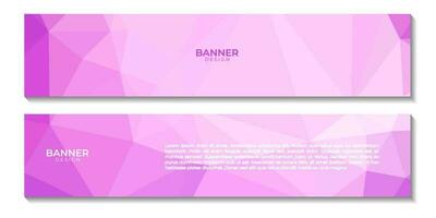 set of banners with abstract pink geometric background with triangles vector