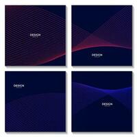 Squares set of Modern Flow Colorful Wave Lines Digital Equalizer Background Design vector