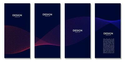 Brochures set with Modern Flow Colorful Wave Lines Digital Equalizer Background Design vector