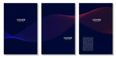 Covers Set with Modern Flow Colorful Wave Lines Digital Equalizer Background Design vector