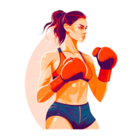 Young pretty boxer woman girl in boxing gloves png