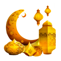 ai génératif eid mubarak lune et lanterne png