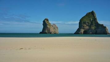 Wharariki beach in summer photo