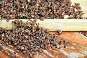 A pile of Sichuan pepper seeds photo