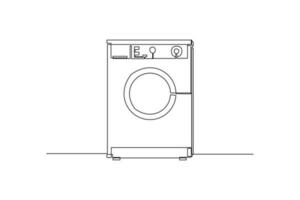 Continuous one line drawing washing machine. Home appliances concept. Single line draw design vector graphic illustration.