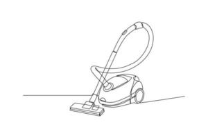 Continuous one line drawing vacuum cleaner. Home appliances concept. Single line draw design vector graphic illustration.