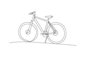 soltero uno línea dibujo mundo bicicleta día en junio 3. mundo bicicleta día concepto. continuo línea dibujar diseño gráfico vector ilustración.