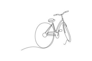 soltero uno línea dibujo mundo bicicleta día en junio 3. mundo bicicleta día concepto. continuo línea dibujar diseño gráfico vector ilustración.