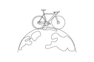 Single one line drawing World Bicycle Day on June 3. World bicycle day concept. Continuous line draw design graphic vector illustration.